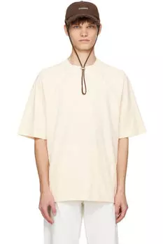 Бежевая футболка Les Classiques 'Le t-shirt Typo' JACQUEMUS