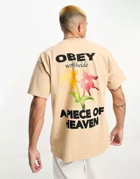 Бежевая футболка Obey a Piece of Heaven