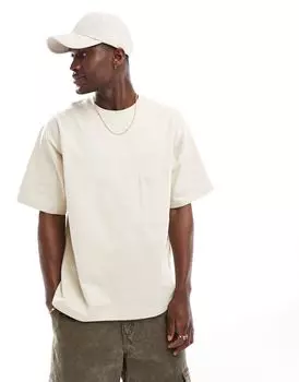 Бежевая футболка оверсайз с карманом Jack & Jones Premium