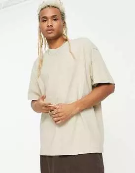 Бежевая футболка оверсайз Weekday