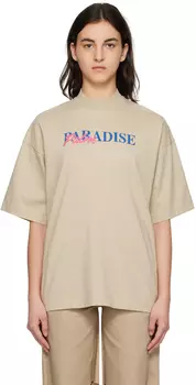 Бежевая футболка 'Paradise Palm' Palm Angels
