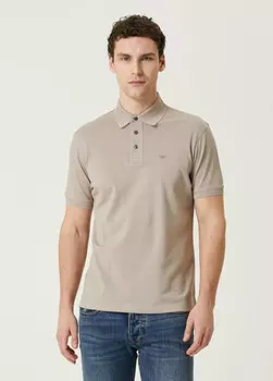 Бежевая футболка-поло Emporio Armani