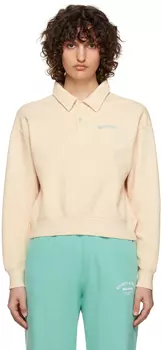 Бежевая футболка-поло с вышивкой Sporty & Rich