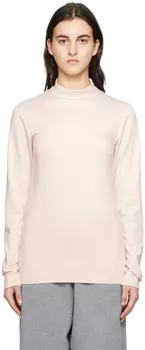 Бежевая футболка с длинным рукавом с вышивкой MM6 Maison Margiela