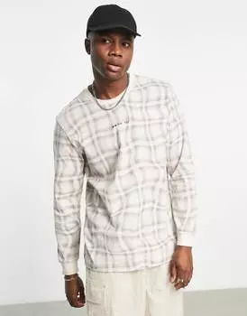 Бежевая футболка с длинным рукавом в клетку adidas Originals Reveal