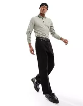 Бежевая футболка с длинными рукавами Fred Perry и двумя отделками