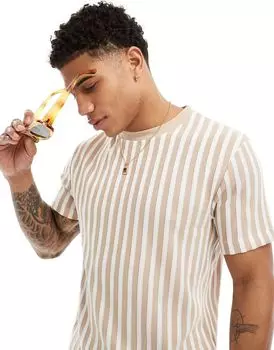 Бежевая футболка с фактурными полосками ASOS DESIGN