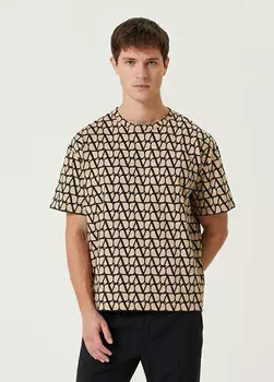 Бежевая футболка с логотипом Valentino