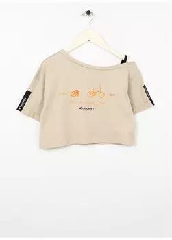 Бежевая футболка с принтом для девочек HENA GIRL Discovery Expedition, бежевый