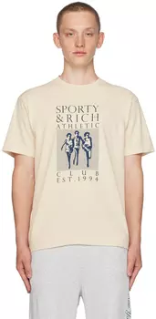 Бежевая футболка с принтом Sporty & Rich