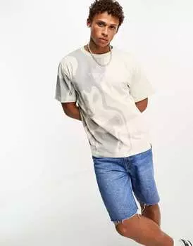 Бежевая футболка с принтом тай-дай Pull&Bear