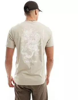 Бежевая футболка с сувенирным принтом на спине ASOS DESIGN