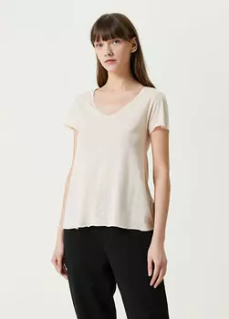 Бежевая футболка с v-образным вырезом American Vintage