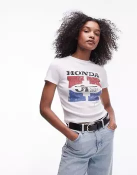 Бежевая футболка Topshop License Honda