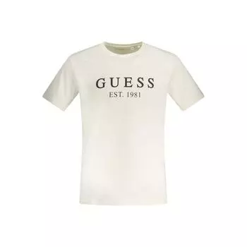 Бежевая хлопковая футболка Guess Shoes