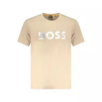 Бежевая хлопковая футболка Hugo Boss