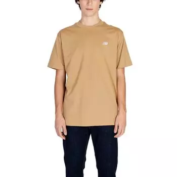 Бежевая хлопковая футболка New Balance