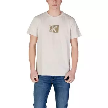 Бежевая хлопковая футболка Rigenerato Calvin Klein Jeans