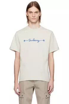 Бежевая хлопковая футболка с логотипом Knot Burberry