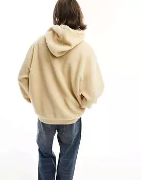 Бежевая худи oversize borg ASOS
