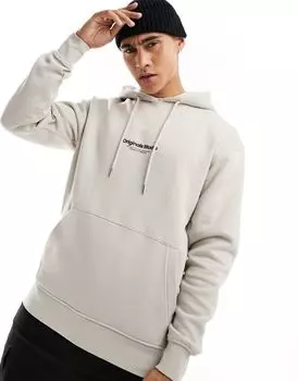 Бежевая худи oversize с логотипом Originals Jack & Jones