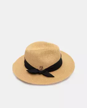 Бежевая индейская шляпа с черной лентой и бантом Aranda, бежевый