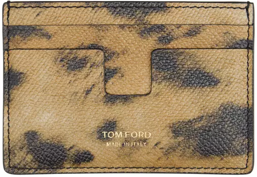 Бежевая классическая визитница с леопардовым принтом TOM FORD