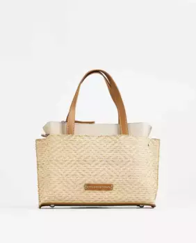 Бежевая комбинированная сумочка из рафии PACOMARTINEZ, бежевый