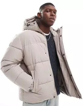 Бежевая короткая куртка-пуховик Jack & Jones