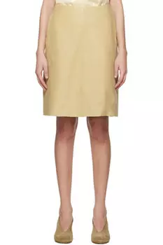 Бежевая кожаная мини-юбка А-силуэта TOTEME