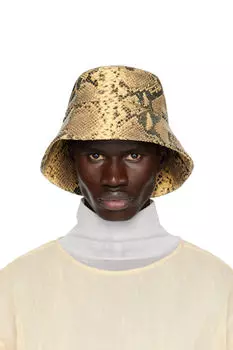 Бежевая кожаная панама Dries Van Noten