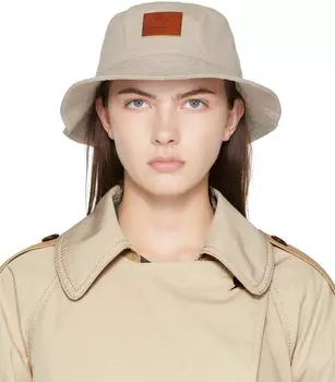 Бежевая кожаная панама с нашивкой Acne Studios
