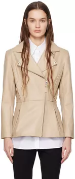 Бежевая кожаная повседневная куртка Mackage