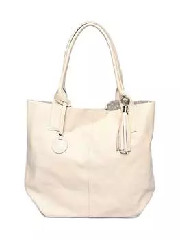 Бежевая кожаная сумка Carla Ferreri, бежевый