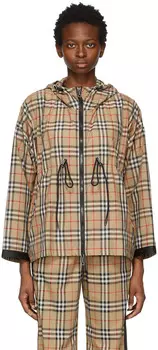 Бежевая куртка из бактона в клетку Burberry