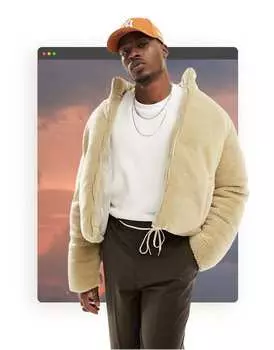 Бежевая куртка-пуховик борг ASOS DESIGN