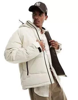 Бежевая куртка-пуховик Jack & Jones с контрастной молнией