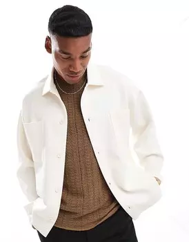 Бежевая куртка-рубашка оверсайз с аквалангом ASOS DESIGN