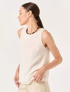 Бежевая льняная блузка без рукавов с круглым вырезом Jimmy Key
