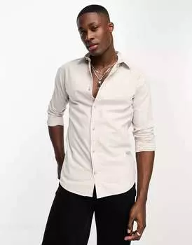 Бежевая льняная рубашка Jack & Jones Essentials