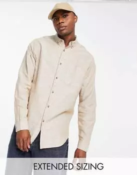 Бежевая льняная рубашка оверсайз ASOS DESIGN