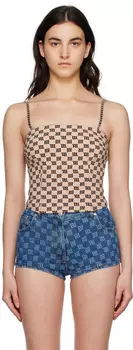 Бежевая майка с монограммой MISBHV