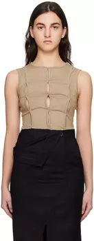 Бежевая майка с вырезом lesugiatelier