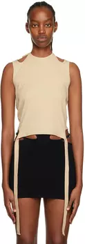 Бежевая майка с завязками на шее Dion Lee