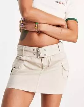 Бежевая мини-юбка карго с поясом Reclaimed Vintage