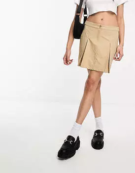Бежевая мини-юбка со складками JJXX