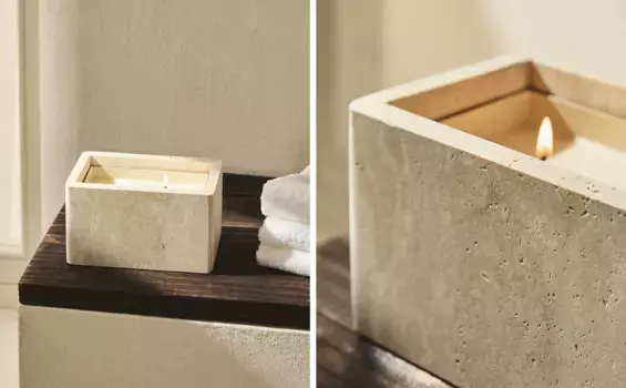 Бежевая мраморная свеча Zara Home, бежевый