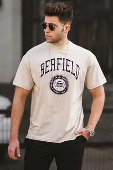 Бежевая мужская футболка 4999 MADMEXT