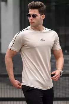 Бежевая мужская футболка 5226 MADMEXT