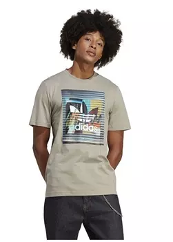 Бежевая мужская футболка с круглым вырезом Adidas